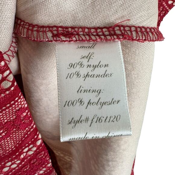 Alya Red Lace Strappy Racerback Lined Peplum Tank Blouse Size S - Picture 6 of 7